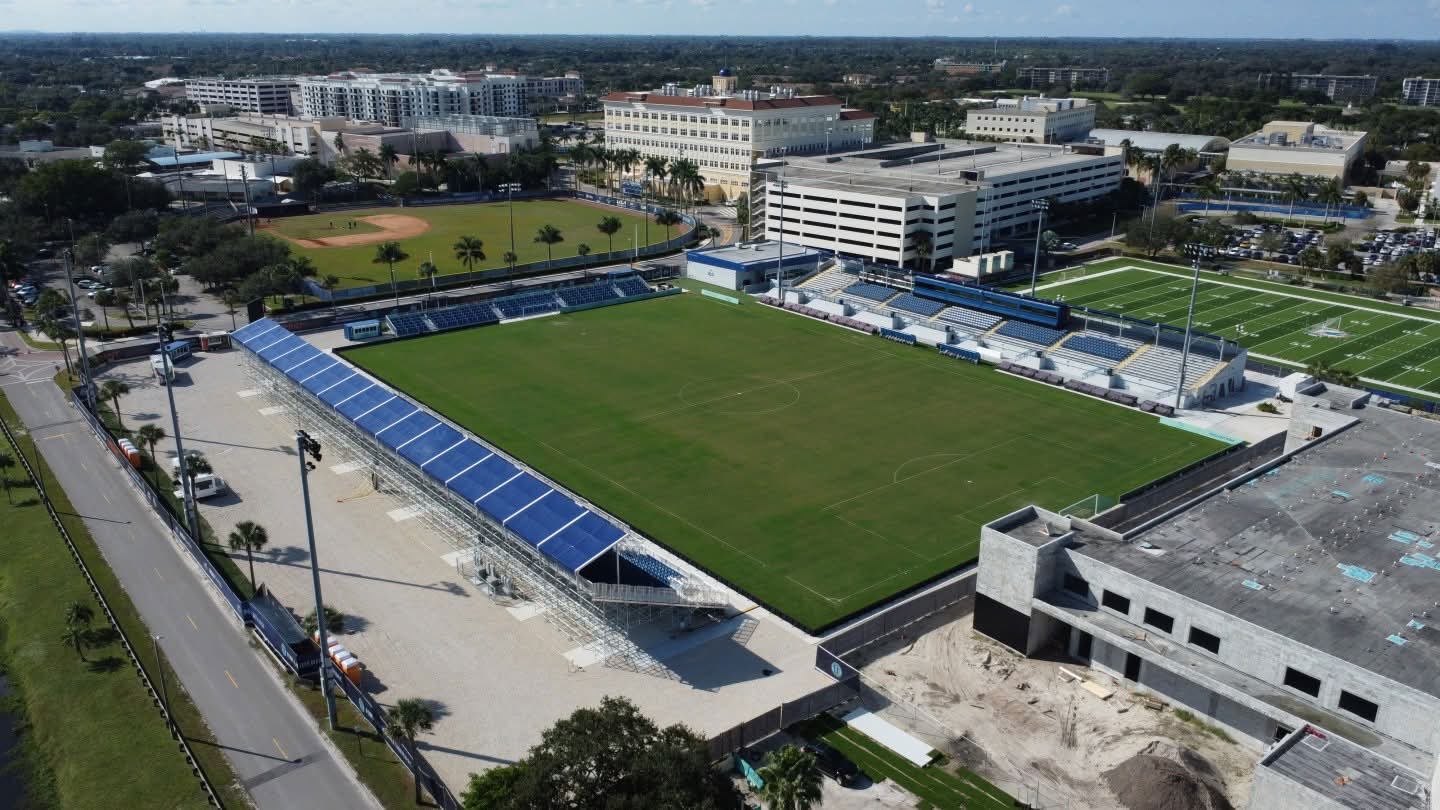 Aerial drone view of the stadium
